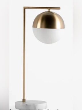 Modern Brass Globe Floor Lamp with White Glass Shade